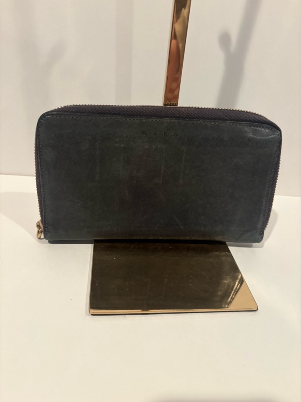 Marni grey black leather wallet